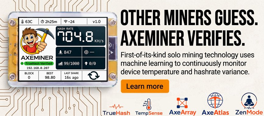 AxeMiner lottery miner that verifies its hashrate